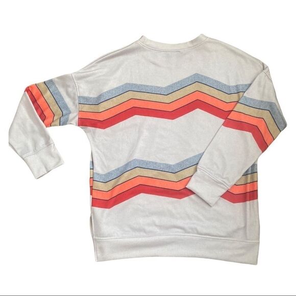 Colorblock Zig Zag Crew Nexk Light Weight Sweatshirt in light Grey Size Large  - Picture 5 of 6